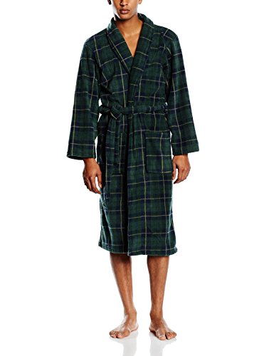 Robe de chambre en polaire à carreaux vert et bleu foncé - Homme (XL) 5060392961971 John Christian