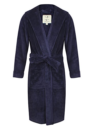 Robe de Chambre en Polaire Doux à Capuche, Chaud, Bleu Marine - Homme (M) 5060392967737 John Christian