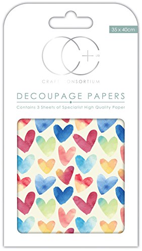 Craft Consortium De découpage papiers aquarelle - cœurs code EAN 5060394623242 