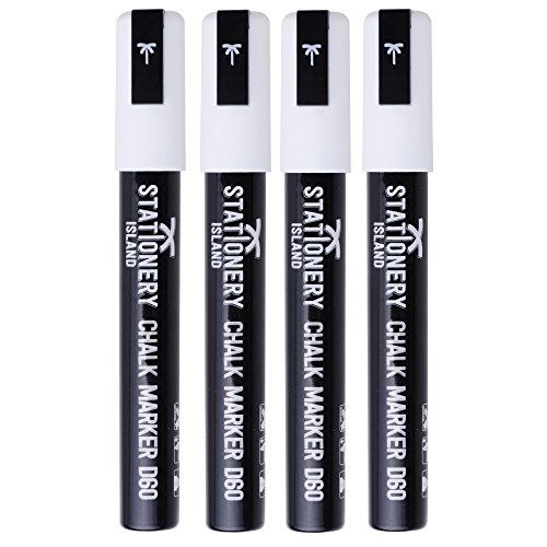 Stationery Island D60 - marqueur de craie (lot de 4), couleur blanc 5060396811487 (5060396811487)