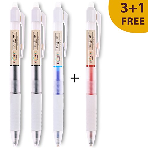 Stylos Éffaçables Stationery Island Stylo Gomme Stationery Island - Pack de 4 Stylos Bille Effacable - Stylo Frixion Assortiement De Couleurs, Mine Rétractable Clicker, Effaçement Par Friction, Pointe De 0,7mm - Garantie 60 Jours code EAN 5060396812668 