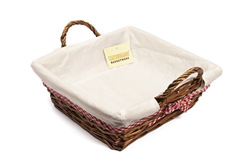 Elitehousewares WoodLuv Lot 30 31 x 31 x 31 cm Sqaure Panier à linge en osier avec doublure Blanc, Marron 5060397392022 Woodluv