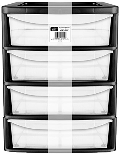 Organiseur de bureau en plastique 4 tiroirs noir