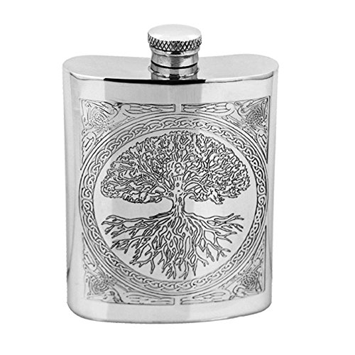 Arbre de vie 6 oz Flasque de hanche en étain