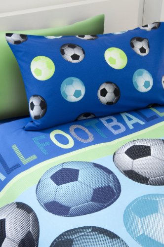 Catherine Lansfield Kids Catherine Lansfield Parure de lit pour enfant Motif football, bleu, Simple 5060404262386 (5060404262386)