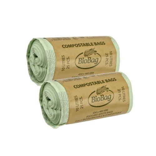 Buttacup BioBag entièrement compostables et biodégradables déchets alimentaires Caddy sacs poubelle à compost 10 l Lot de 2 rouleaux de 25 sacs code EAN 5060419091537 