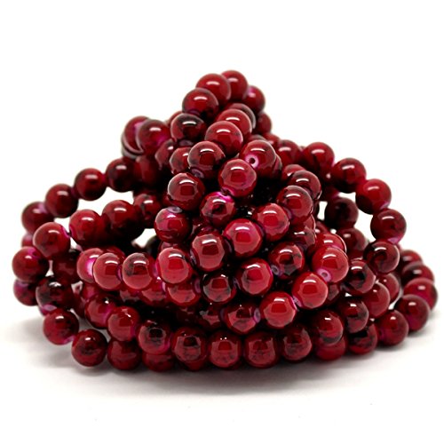 100 X Rouge Effet Chiné Courroie ronde en verre...