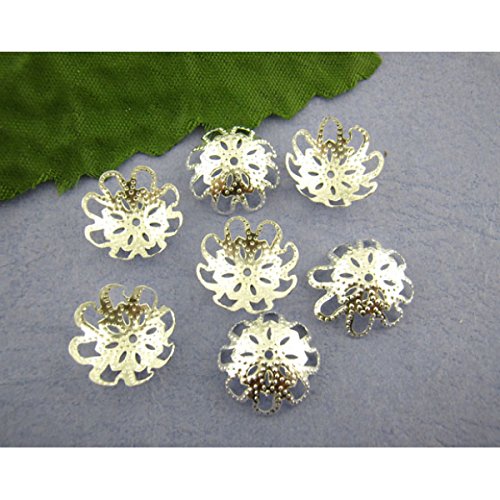 50 x Perles Coupelles Fleur plaqué argent pour ...