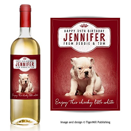 Personnalisé Chien Bulldog Anglais vin étiquett...