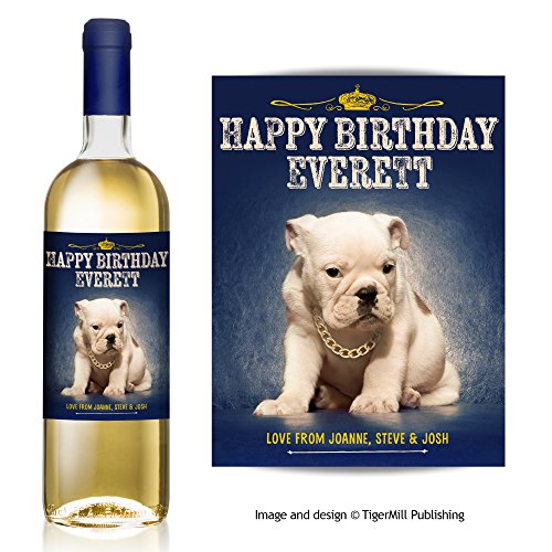 TigerMill Publishing Personnalisé Chien Bulldog Anglais Hip Hop Gangster étiquette de bouteille de vin - Cadeau d'anniversaire ou n'importe quelle occasion code EAN 5060427743770 