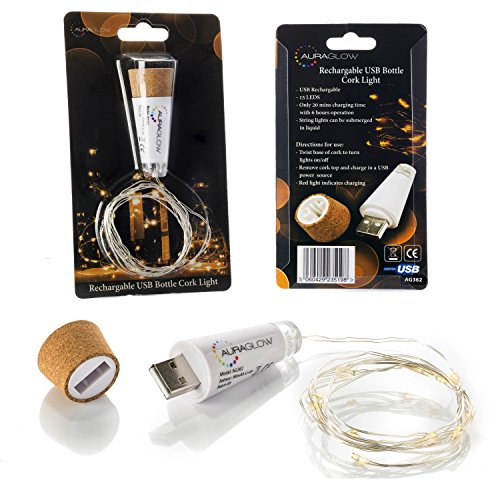 Bouchon de bouteille rechargeable usb avec guirlande lumineuse féerique de 15 del 5060429235198 Auraglow Bouchon de bouteille rechargeable usb avec guirlande lumineuse féerique de 15 del 5060429235198 Auraglow