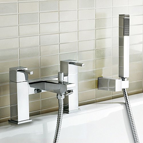 veebath Ripon minimaliste Chrome Robinet mitigeur pour bain/douche à main Mitigeur bain Bec de remplissage bain + Salle de Bain ronde tête de douche 5060446011232 VeeBath