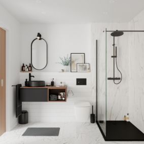  Ensemble meubles de salle de bains Kentia l.100 cm effet noyer et noir mat code EAN 5063022594969 