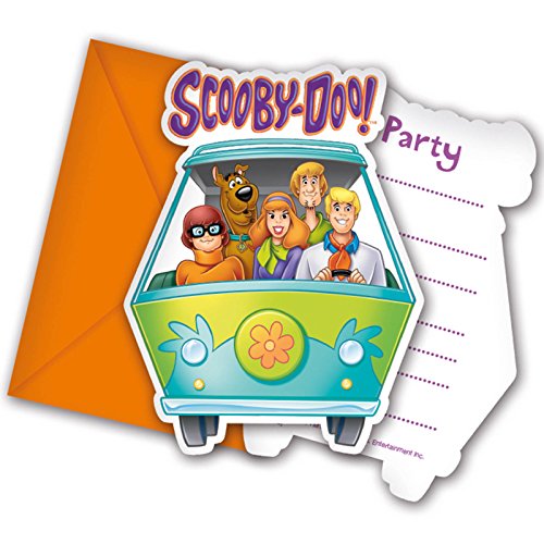 6 invitations de fête Scooby-Doo en carton enve...