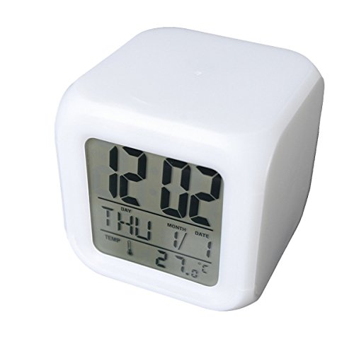 7 couleurs changeantes led reveil cube lumineux...