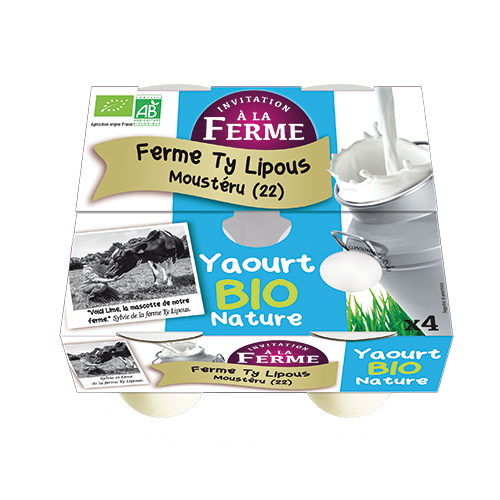 FERME TY LIPOUS YAOURT NATURE BIO X4 code EAN 5216987 