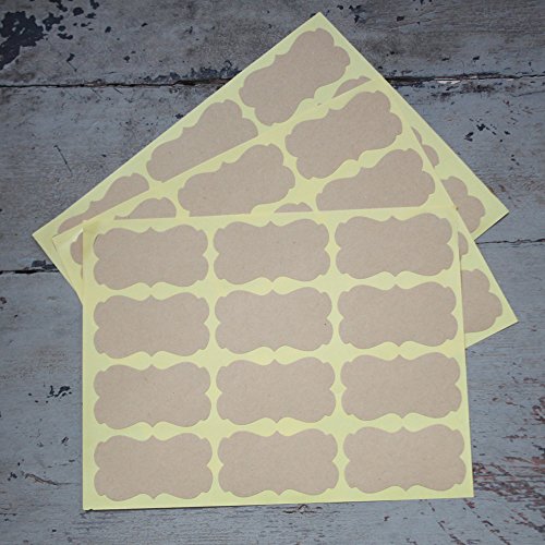 Uni Marron Kraft décoré forme autocollants x 36...