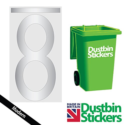 4 x Sticker Autocollant numéro 8 Argent Poubell...