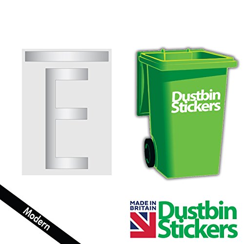 Lettre E Argenté 4 x Sticker pour poubelle à ro...