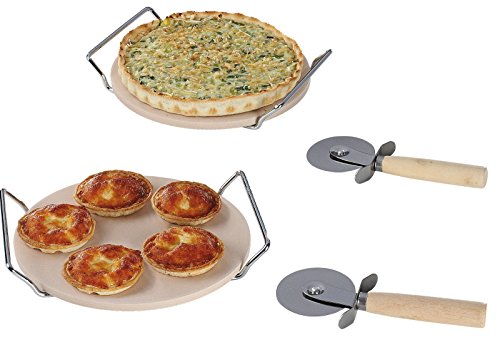 Lot de 2 pierres à pizza en céramique et 2 empo...