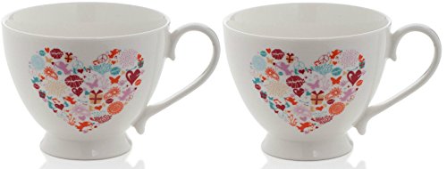 Grand cœur set de 2 mugs en porcelaine anglaise...