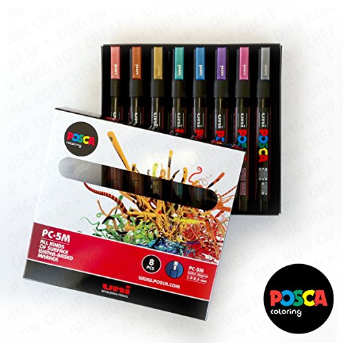 POSCA Colouring - PC-5M Metallic Set of 8 - In ...