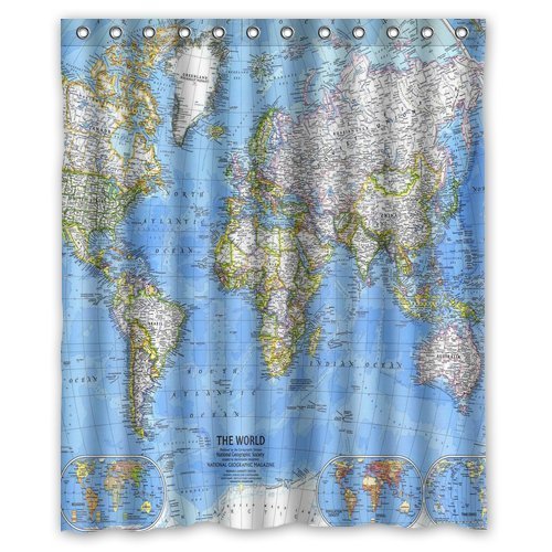 World Map Background Waterproof Shower Curtain/...