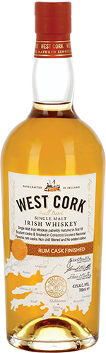 WEST CORK SINGLE MALT IRISH WHISKEY
RUM CASK FINISHED code EAN 5391524714357 