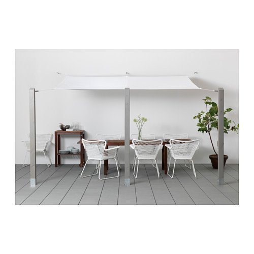 Élégant blanc jardin Auvent - 6 crochets à clip...