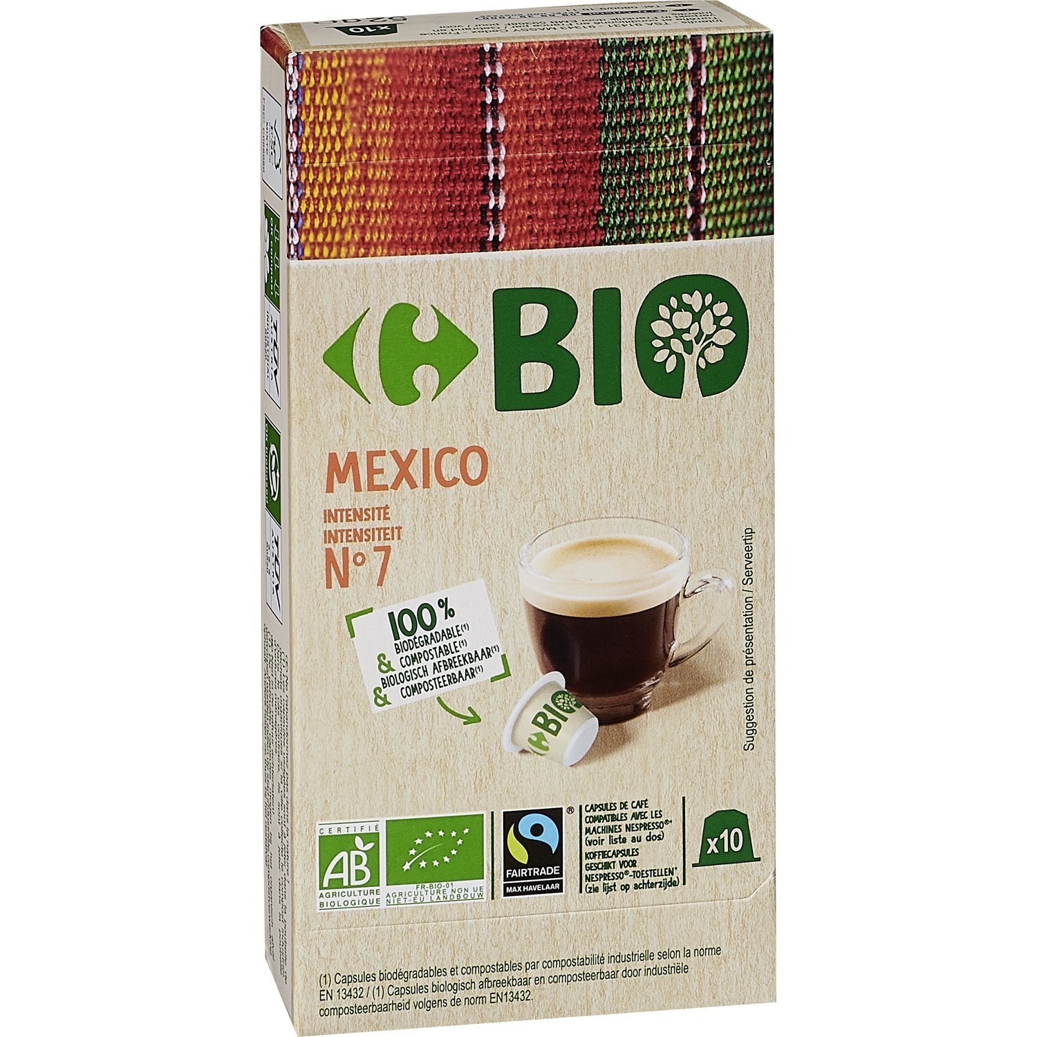 Café capsules bio Mexico intensité 7 CARREFOUR BIO