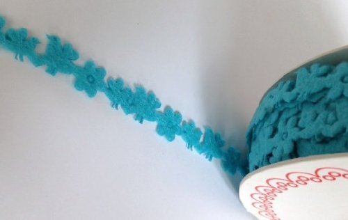 Bertie's Bows Ribbon Bertie's Bows Bleu Turquoise, fleurs feutrine-Oiseaux & cœurs a 2 m (Note :  ceci est une coupe issue d'un rouleau code EAN 5403410120002 