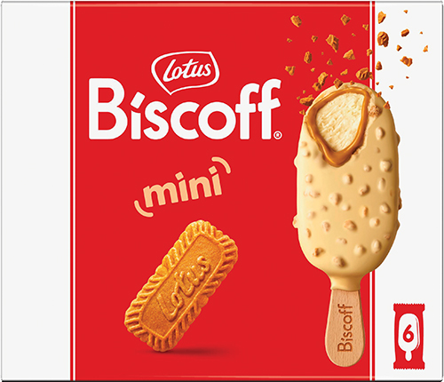 LOTUS 6 MINI BÂTONNETS GLACÉS 
BISCOFF CHOCOLAT BLANC code EAN 5410126627701 