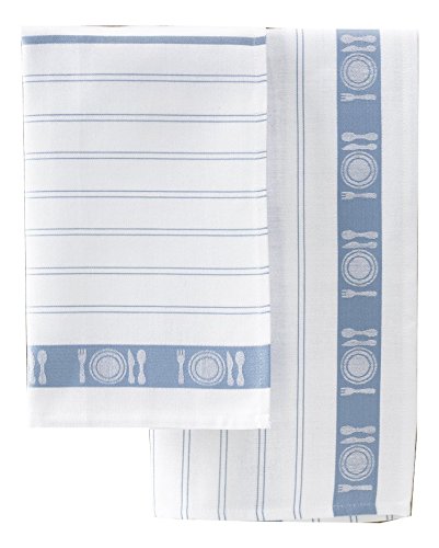 200055 bml lot de 2 torchons coton bleu 65 x 65 cm