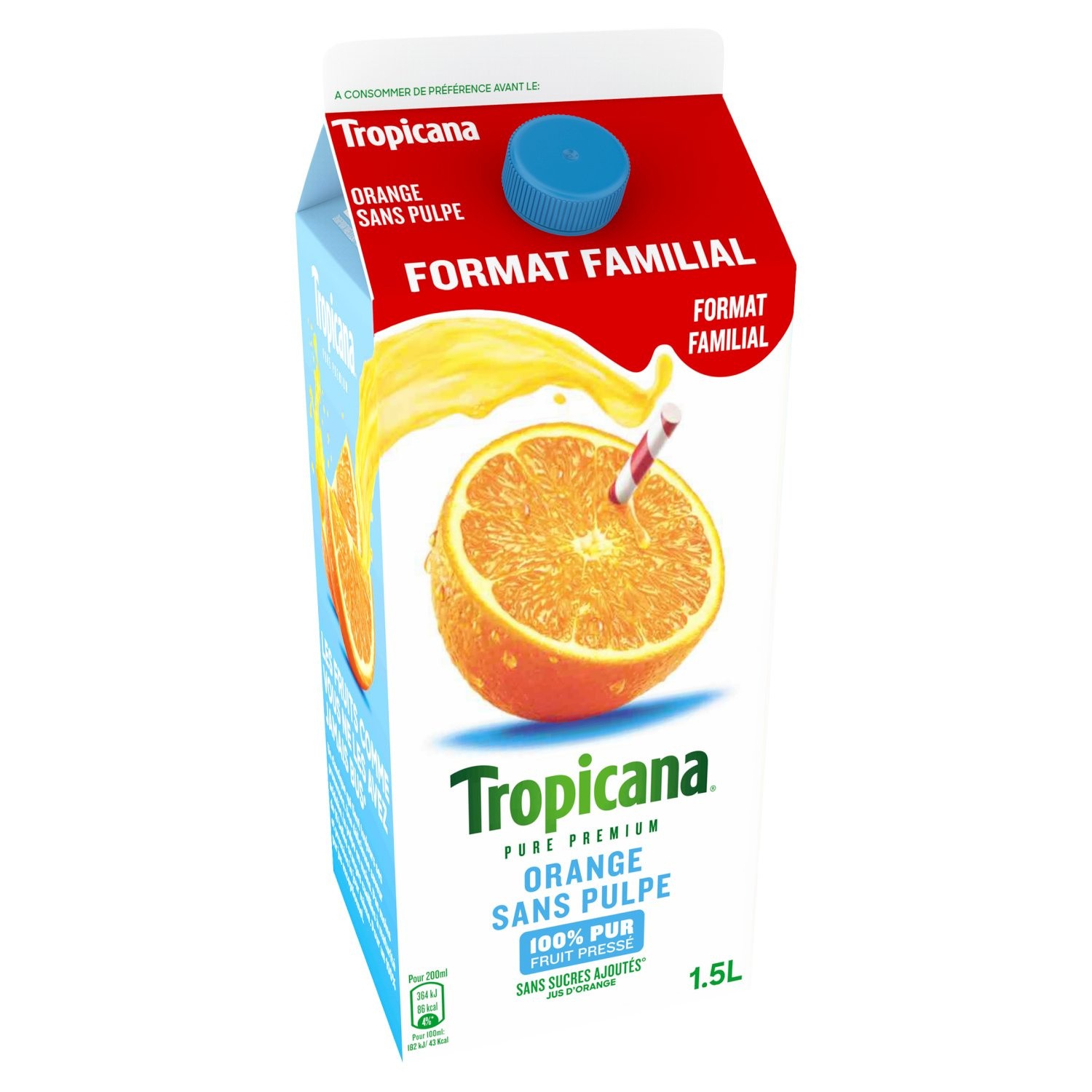 Jus d'orange sans pulpe sans sucres ajoutés TRO...