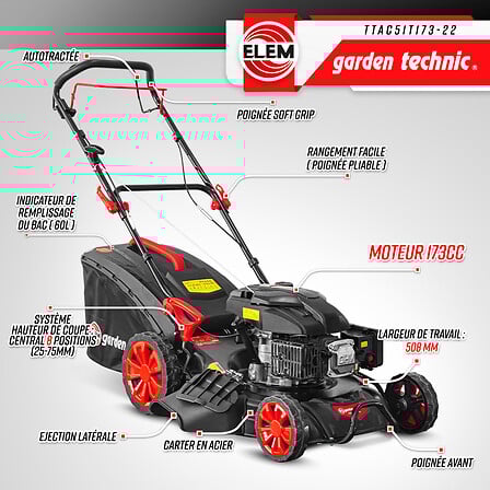 Tondeuse thermique autotractée 173 CC - 508mm a...