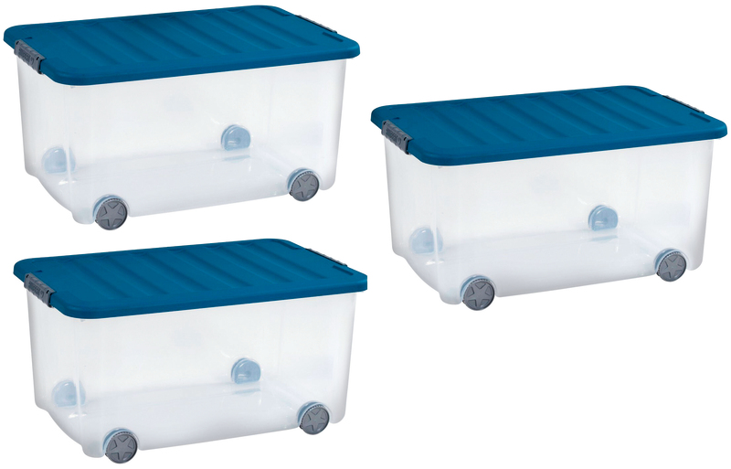 LOT DE 3 BOX À ROULETTES 50L CURVER