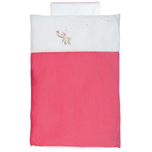 NOUKIES Housse de Couette Framboise/Blanc Motif...