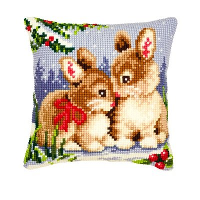 Kit coussin point de croix, paysage d'hiver lap...