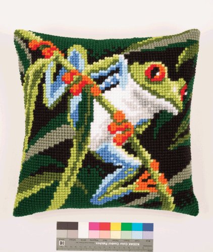 Vervaco Kit coussin point de croix, grenouille aux yeux rouges avec brindille, multi-couleurs code EAN 5413480369171 