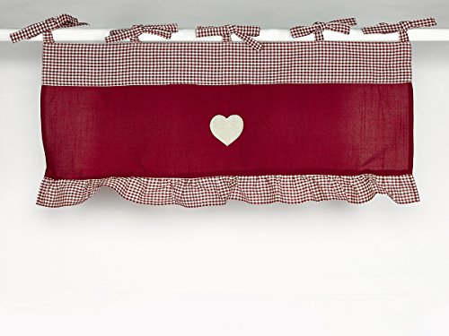 - cantonnière rouge et vichy rouge à volant - s...