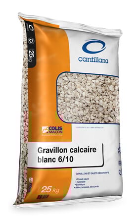 Gravillon - Calcaire blanc 6-10 vendu - 25kg