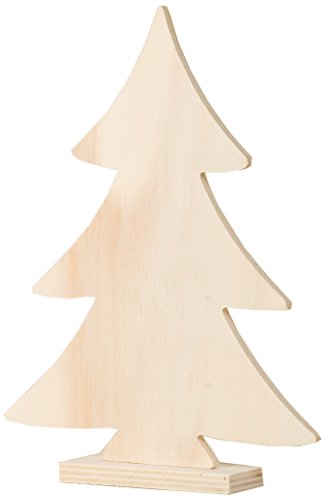 20 cm sapin de noël en bois sur pieds beige