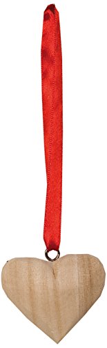 - 6 cm petit cœur en bois à être suspendu, beige