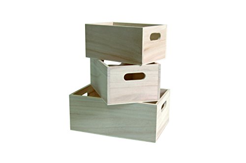 3 boîtes gigognes en bois, beige