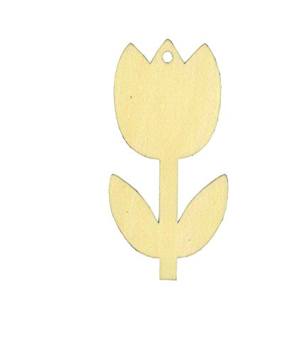 5 x 10 cm tulipe formes en bois 3 pièces beige