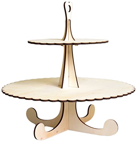 Présentoir à gâteau en bois 2 étages beige