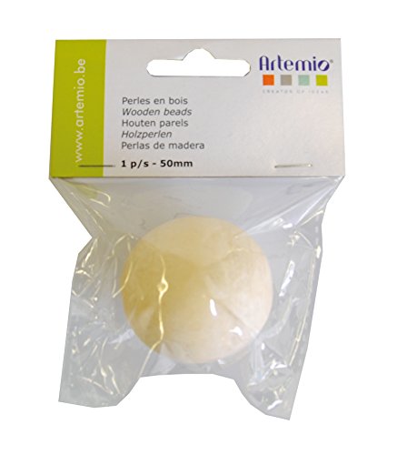 50 mm perle en bois, beige