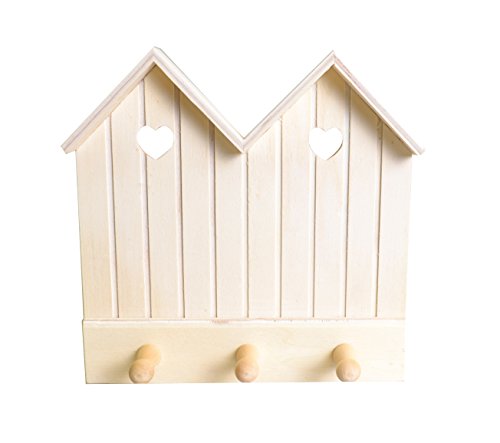 Patère en forme de cabines de plage en bois bei...