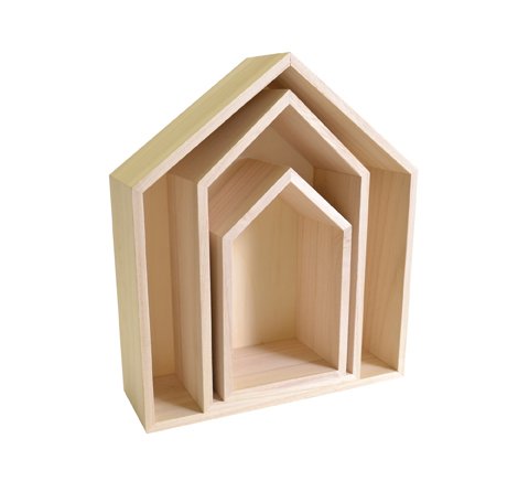 3 étagères maison en bois