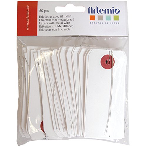 50 étiquettes blanches avec fil métallique